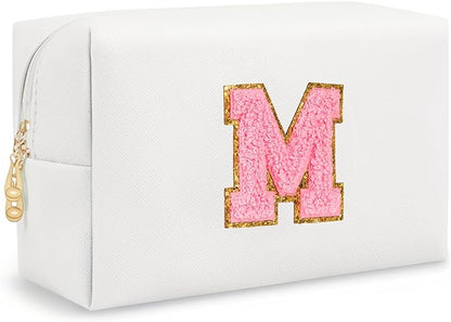 Preppy makeup bag, cute initial