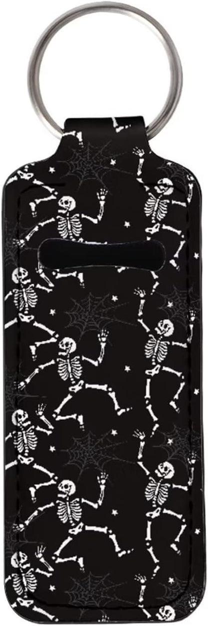 Chapstick Holder Keychain Black Skeleton Funny Hanging