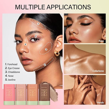 Multi-Use On The Go Bronzer Stick, Cream Contour Warm Glow)