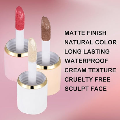 3Pcs Liquid Contour Makeup Trio with Bronzer Shade,