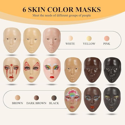 Makeup Practice Face, Eye Makeup Practice Head Silicone,