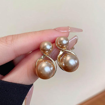 Vintage Pearl Dangle Earrings Gold Double