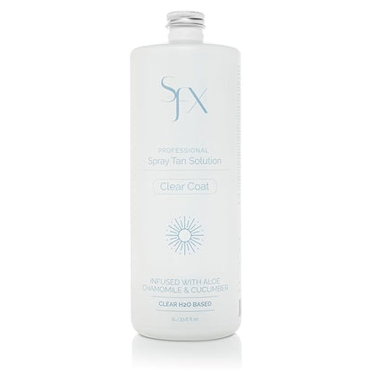 SunFX CLEARCOAT All Natural Spray Tanning Solution | No Bronzers | Infused with botanicals (1L/33.8 fl oz, DARK SUMMER)