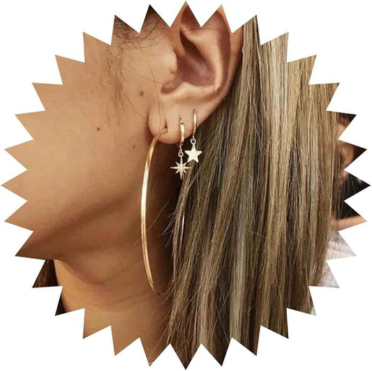 Vintage Exaggerated Circle Dangle Earrings Crystal