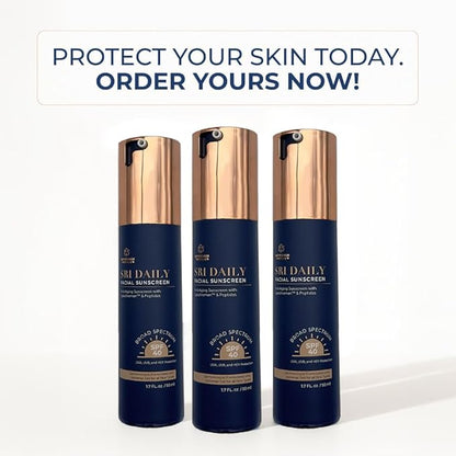 SRI Daily Facial Sunscreen - SPF 40 - Anti-Aging with Lipochroman & Peptides - Transparent Zinc Oxide - Universal tint & Weightless - 1.7 OZ