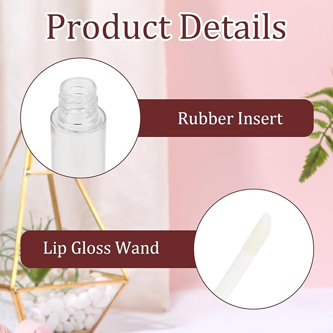 Empty Lip Gloss Tubes with Wand Clear Plastic Gloss