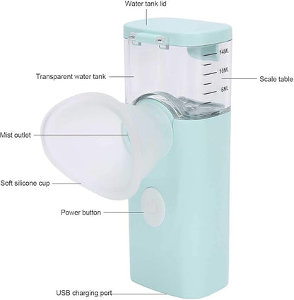 Dioche Portable Dry Eye Humidifier & Facial Steamer - Eye Mist Sprayer for Moisturizing, Fast Steam, Makeup (Blue)