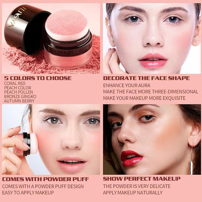 ROUSE Face Blush Powder Makeup Soft Mushroom Blush (Peach Pollen)