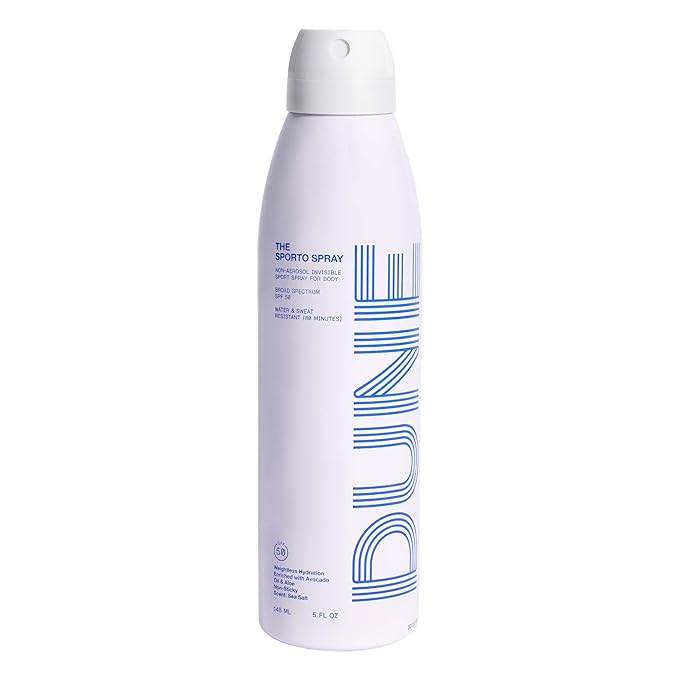 The Sporto Spray - Broad Spectrum SPF 50 Protection Body Sunscreen, Invisible Non-Aerosol Spray, 80 Min. Sweat & Water Resistance, Skin Nourishing Vitamin E, Aloe, Avocado Oil (5.5 Fl Oz)