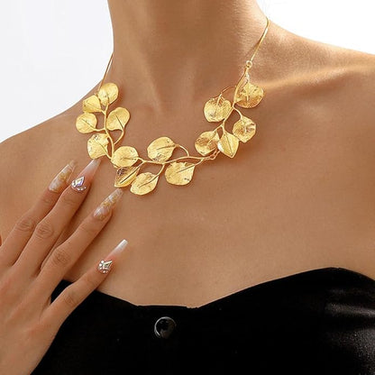 Jovono Boho Necklaces Gold Leaf Pendant