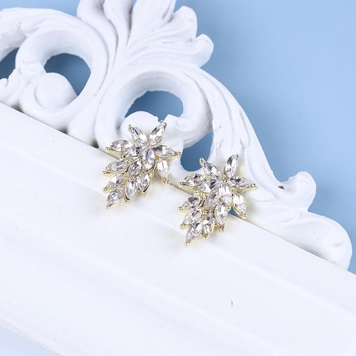 Vintage Crystal Leaf Earrings Leaf Cluster