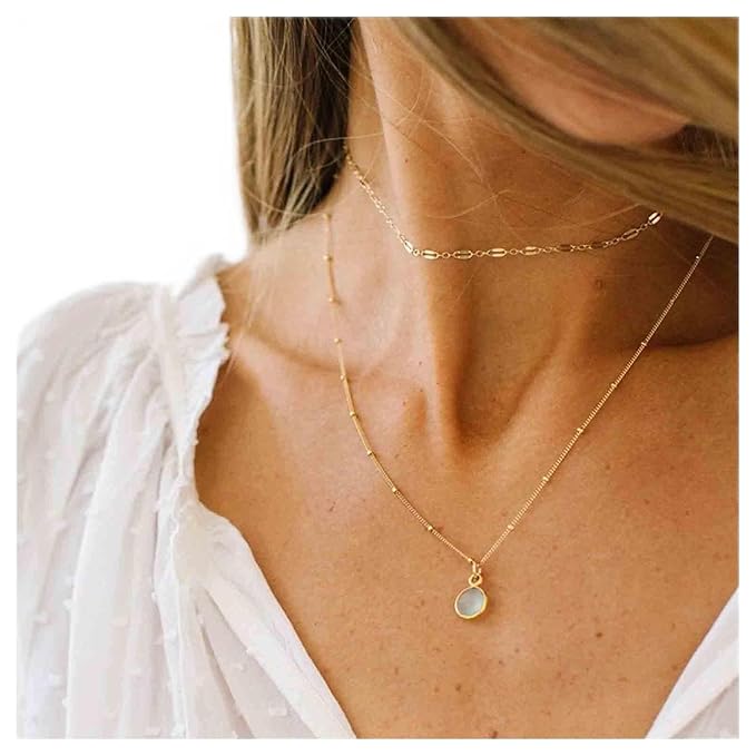 Boho Layered Opal Moonstone Necklace Choker