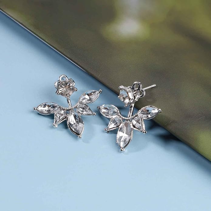 Boho Crystal Lotus Jackets Earrings Gold