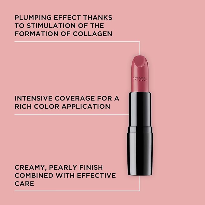 ARTDECO Perfect Color Lipstick - Perfect Rosewood - Glide-On Lipstick - Rich Color & Plumping Effect - Creamy, Pearly Finish - Hyaluronic Acid - Long Lasting - Lip Plumper - Makeup - 0.14 Oz