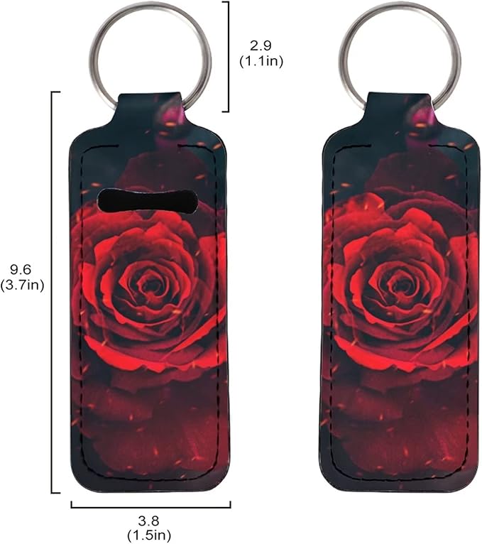 Women Girls Red Rose Print Lipstick Travel