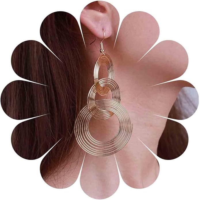 Punk Exaggerated Circle Drop Earring Long