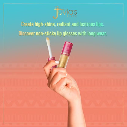 Juvia's Place Lip Gloss Glass It's Electric - Gold Shimmer,16 oz, Clear, Plump, Long Lasting Non-Sticky Luscious High Shine,Glides on Richly Glossy and Smooth