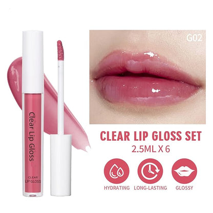 Hydrating Lip Gloss Set 6 Colors Moisturizing Glossy Hydrating