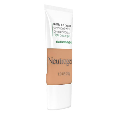 Neutrogena Clear Coverage Flawless Matte CC Cream, Full-Coverage Free, Wheat, 1 oz