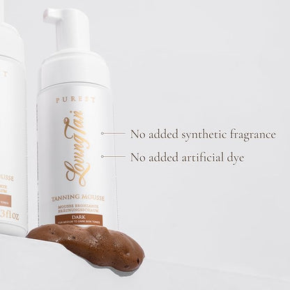 Loving Tan Purest Tanning Mousse NEW, Dark - Sunless Tanner Made From 97% Certified Organic & Naturally Derived Ingredients - Up to 5+ Self Tan Applications Cruelty Free, Vegan Friendly - 3.3 Fl Oz