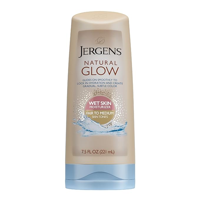 Jergens Natural Glow 3-Day Self Tanner for Medium to Deep Skin Tone & Natural Glow In-shower Lotion, for Fair to Medium Skin Tone, Wet Skin