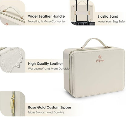 Leather makeup case with led