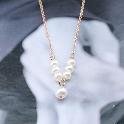 Vintage Pearl Pendant Necklace Gold Pearl Beads Necklace
