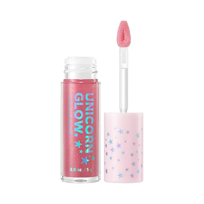 UNICORN GLOW Luminous Lip Gloss, 3 Rose Gold -Moisturizing Lip Gloss with Shimmery Finish - Lightweight, Sheer and Hydrating [0.18 oz. / 5 g] glitter gloss