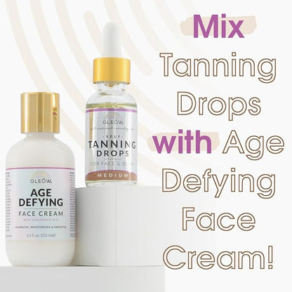 Face Self Tanner Drops with Revitalizing Cream, Self Tanning Drops for Face, Face Tanner Bronzing Drops, Face Tanning Drops to Add to Moisturizer 1oz+3.4oz