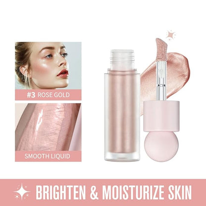 Liquid Highlighter Natural Glow For Face & Body, Rose gold)