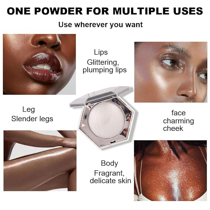 evpct Pearl White Silver Face Highlighter Makeup Shimmer