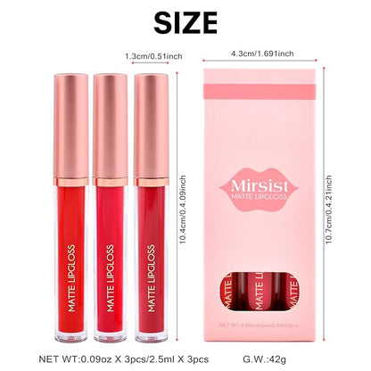 Matte Lip Gloss for Women,3 PCS Matte Liquid Gloss