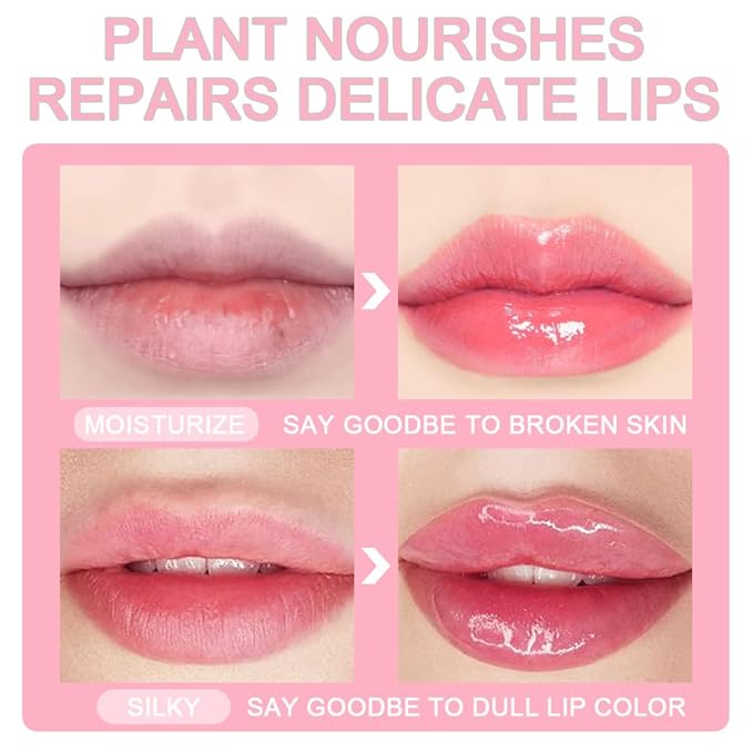 BINGBRUSH 3 Pcs Color Changing Lip Gloss Lip Oil Tinted, Pink Magic Mood Lipstick,Temperature Color Change Lip Stain Lip Balm, Longlasting Lips Will Not Dry Out