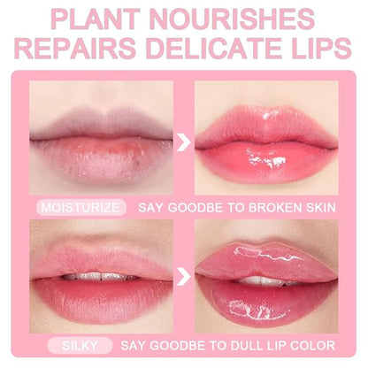 BINGBRUSH 3 Pcs Color Changing Lip Gloss Lip Oil Tinted, Pink Magic Mood Lipstick,Temperature Color Change Lip Stain Lip Balm, Longlasting Lips Will Not Dry Out