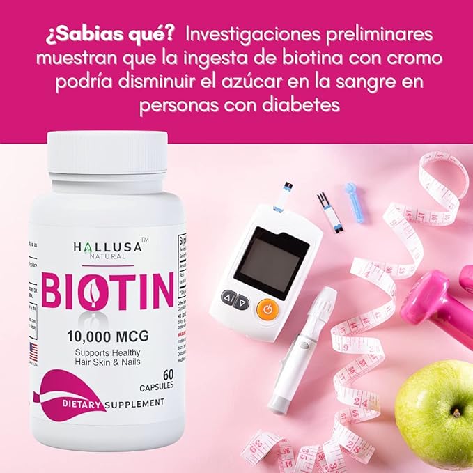 Suplemento de biotina - Pastillas para la caída del Cabello - Crecimiento del Cabello – Crecimiento de la Barba - Alopecia y calvicie - BIOTIN 10.000 MCG 60 CAPSULAS