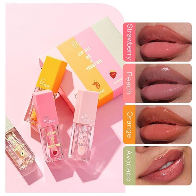 Lip Gloss Set, 4 PCS, Transparent Lip Balm, Gloss