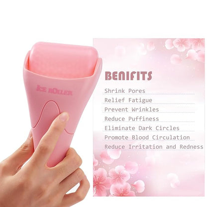 Ice Rollers, 2 Packs Self Care Tools for Reduces Puffiness, Migraine Pain Relief and Energizes Skin, Ideal Gift for Women and Suit for All Skin Types(Blue+Pink)