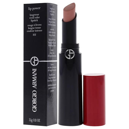 Giorgio Armani Lip Power Longwear Vivid Color Lipstick - 102 Romanza Lipstick Women 0.11 oz