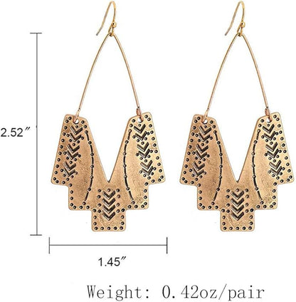 Zealmer Gold Geometric Earrings Statement Vintage