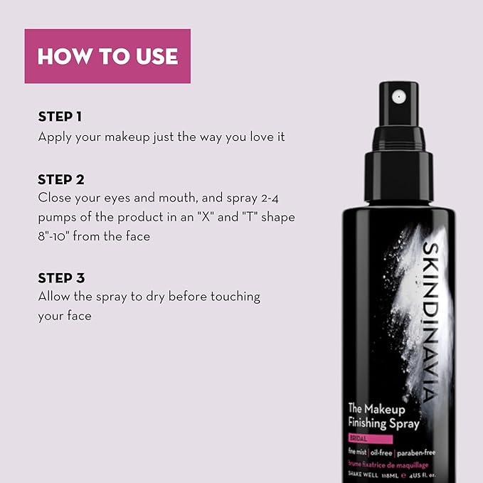 Skindinavia The Makeup Finishing Spray, Oil Control Makeup Setting Spray, All-Day Wear, Long-Lasting Up to 16+ Hours, Heat-Resistant & Waterproof, Fine Mist, 4.0 Oz