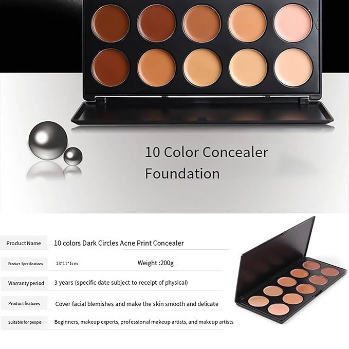 10 Shade Creamy Concealer Kit with Makeup Brush