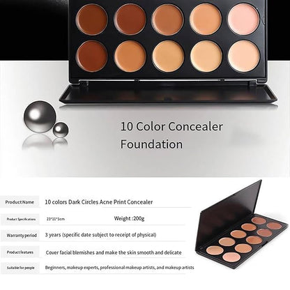 10 Shade Creamy Concealer Kit with Makeup Brush