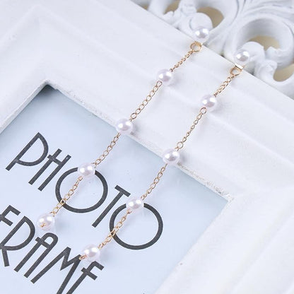 Boho Long Pearl Drop Earrings Vintage