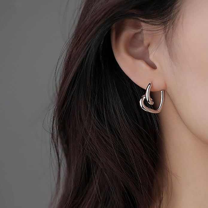 Vintage Heart Hoop Earrings Gold Heart
