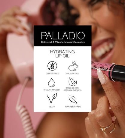 Palladio Hydrating Lip Oil Infused with Hyaluronic Acid, Hydrating