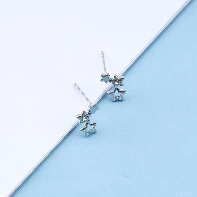 Bohemia Star Climber Crawler Earrings Silver Crystal Star