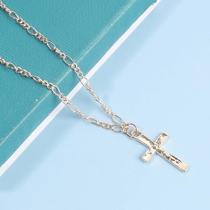 Jesus Cross Necklace Chain Gold Crucifix