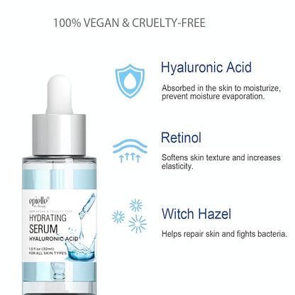 Epielle Hydrating Hyaluronic Acid Serum with Vitamin C - 100% Vegan and Cruelty-Free - For Normal Skin Types