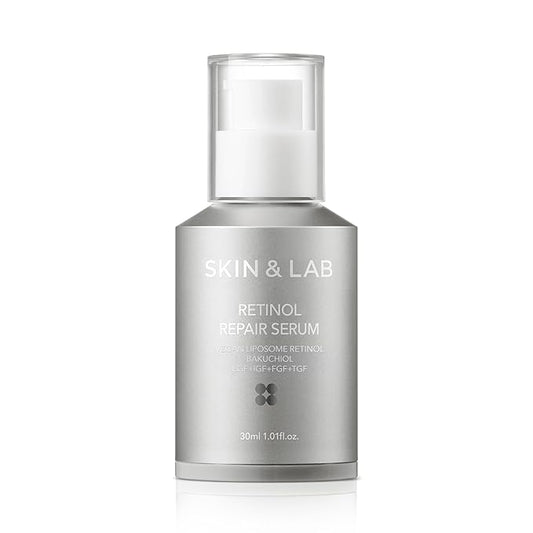 [SKIN&LAB] Retinol Repair Serum | Contains Vegan Retinol, Bakuchiol and Peptides| For Reduce Wrinkles & Fine Lines, Smoothing | Daily Facial Essence | For Sensitive Skin Type | 1.01 fl.oz