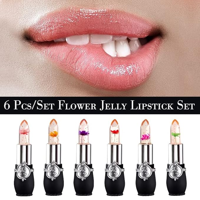 Color Changing Lipstick,Crystal Flower Lip Gloss, Color Changing Changing